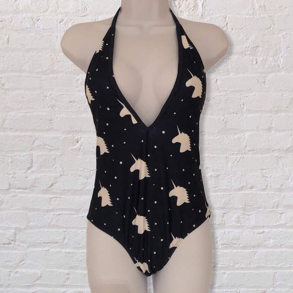 🛍 5 for $30 🛍 Deep-V Navy & Unicorns Swim Suit - Picture 1 of 5